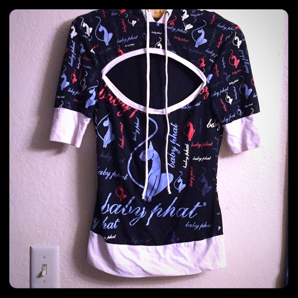 Baby Phat Size S Hooded Short Sleeve Shirt
